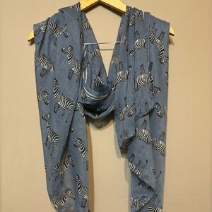 Denim Blue Zebra Patterned Lightweight Scarf